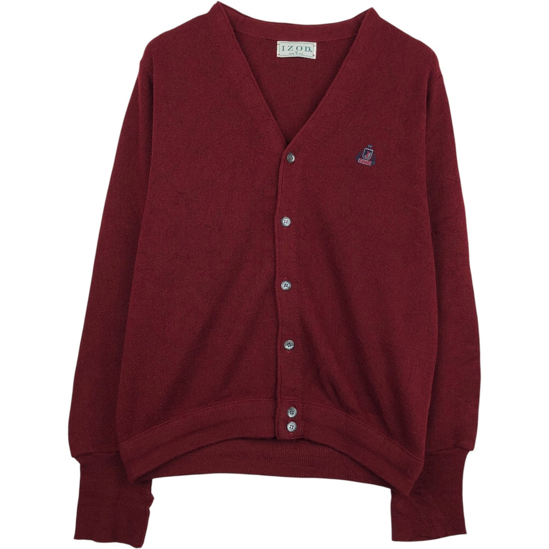Vintage 90'S IZOD acrylic knit cardigan, made in the USA, size M, men's acrylic Red type red-purple Vintage Second Hand