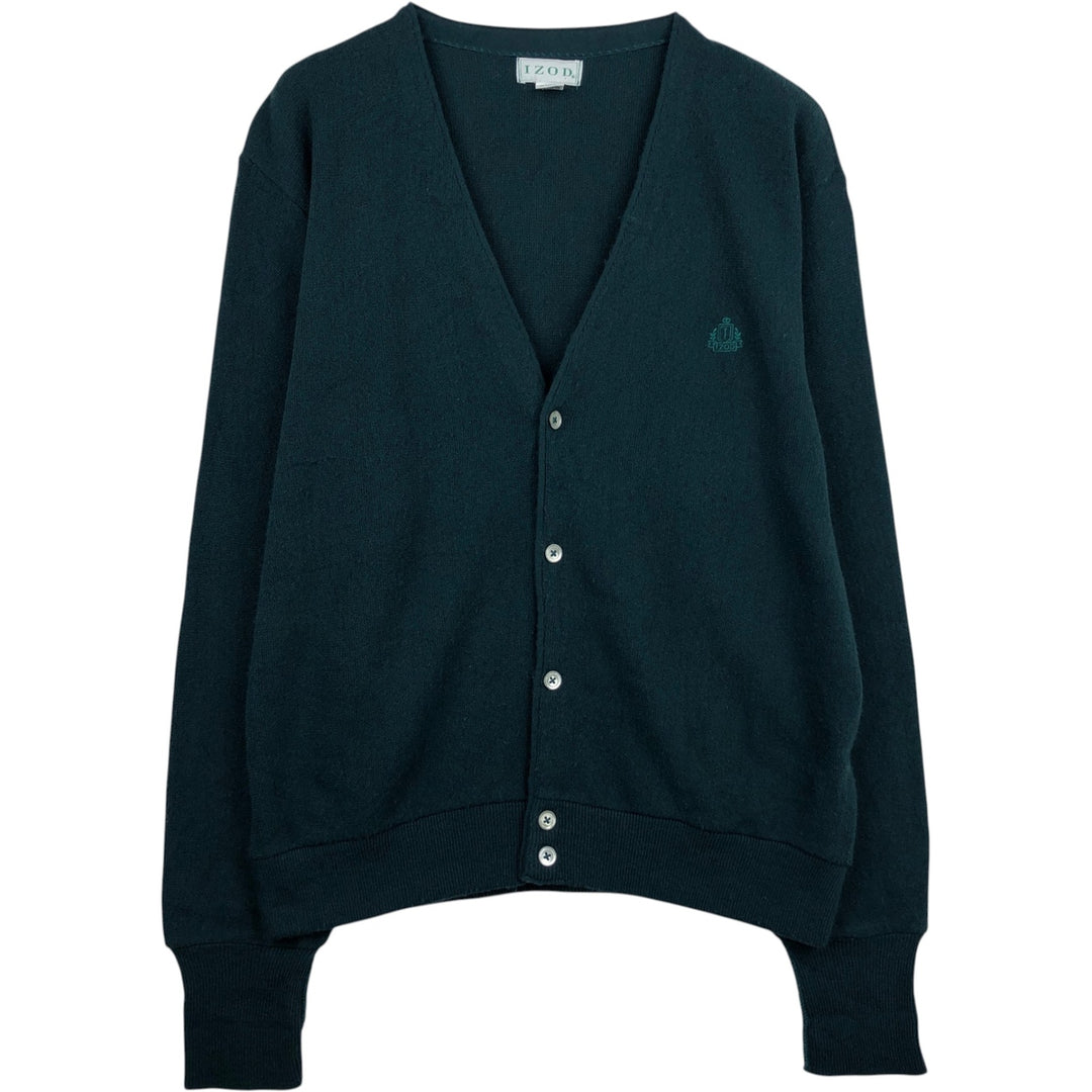 Vintage 90'S IZOD acrylic knit cardigan, made in the USA, size L, men's acrylic Green type dark green Vintage Second Hand