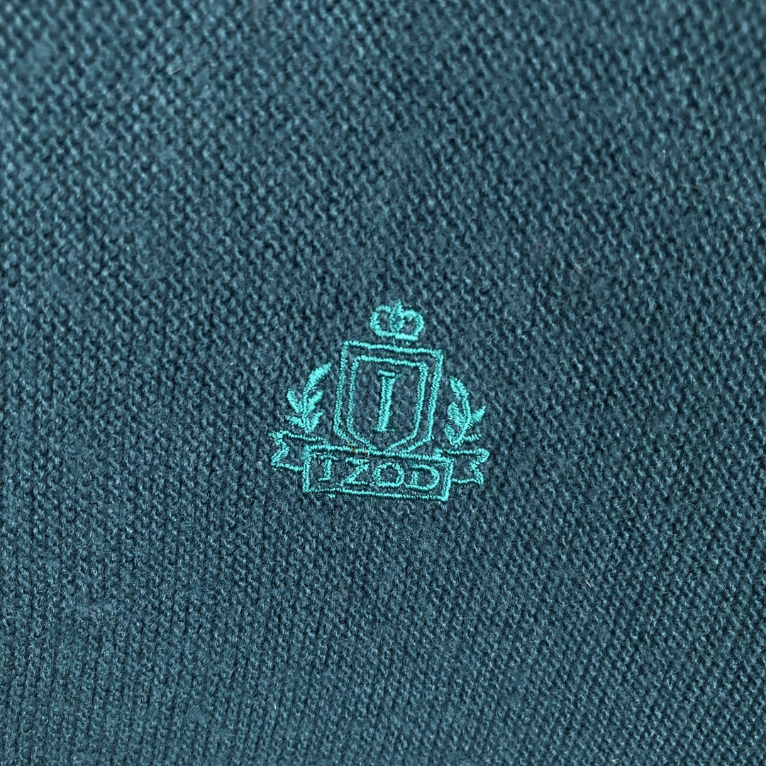 Vintage 90'S IZOD acrylic knit cardigan, made in the USA, size L, men's acrylic Green type dark green Vintage Second Hand