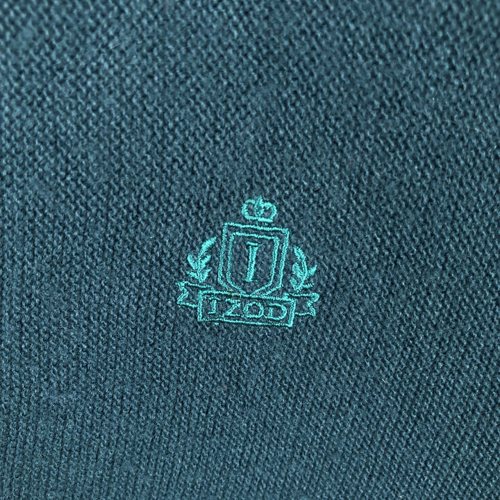 Vintage 90'S IZOD acrylic knit cardigan, made in the USA, size L, men's acrylic Green type dark green Vintage Second Hand