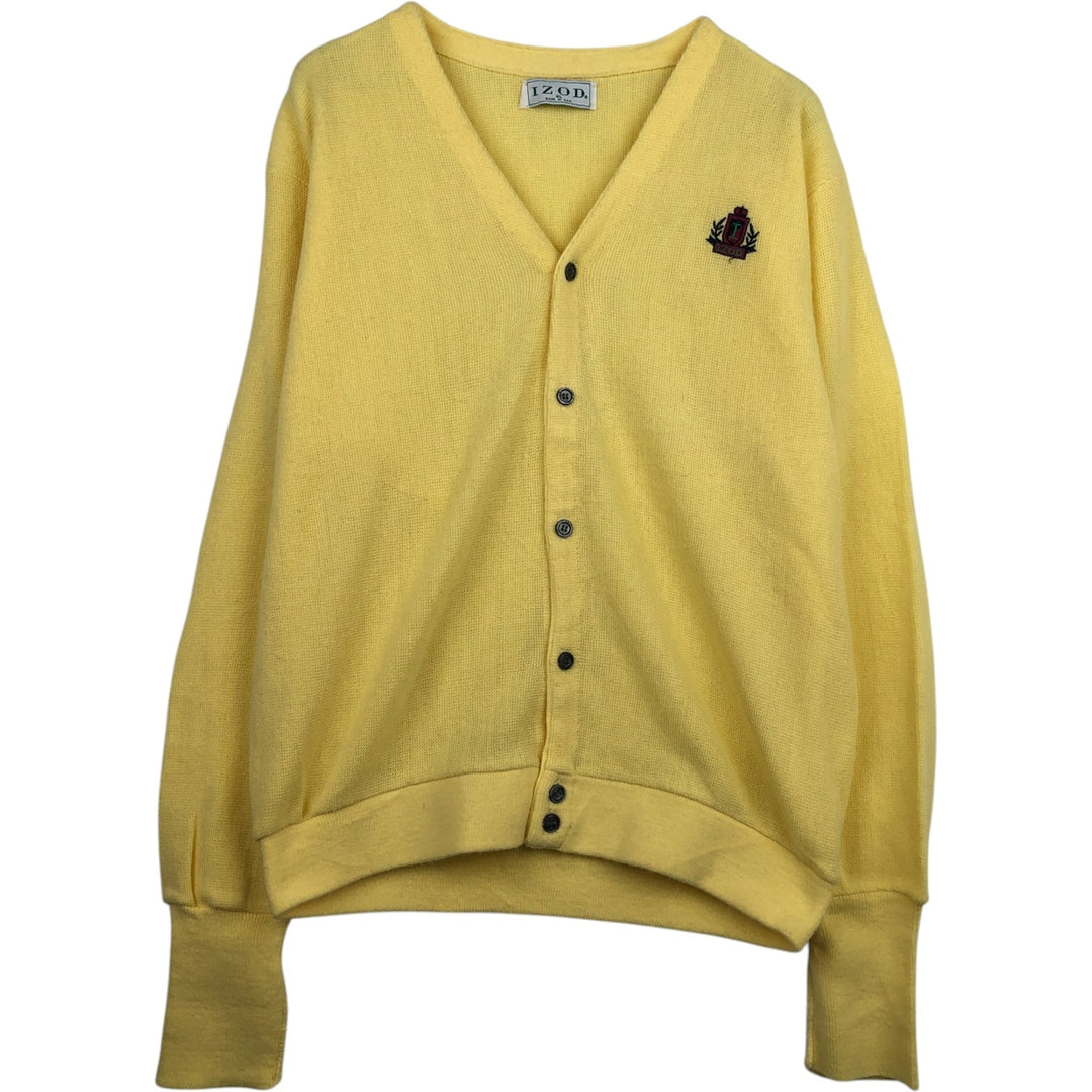 90'S IZOD acrylic knit cardigan, made in the USA, men's size XL, vintage acrylic yellow type Vintage Second Hand