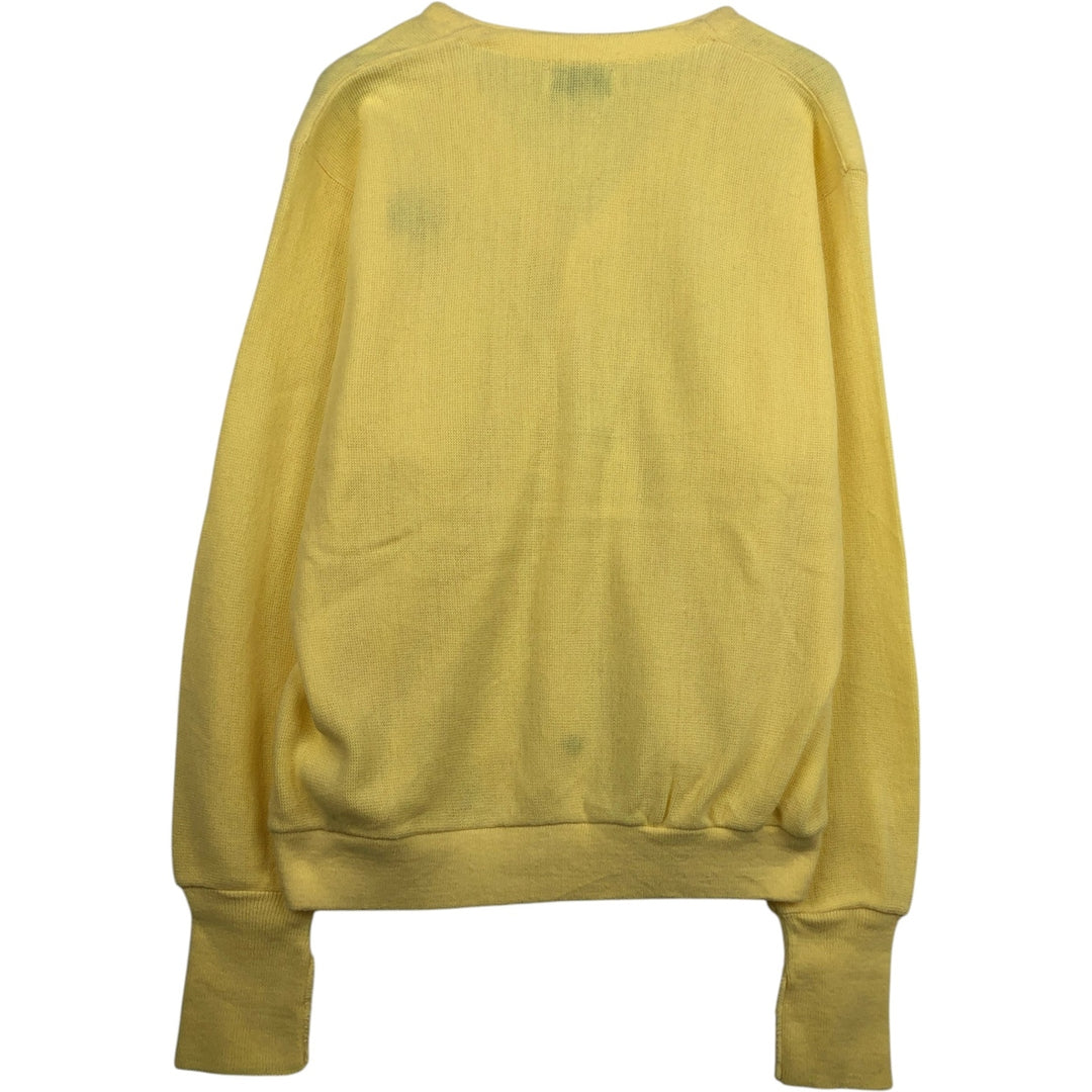90'S IZOD acrylic knit cardigan, made in the USA, men's size XL, vintage acrylic yellow type Vintage Second Hand