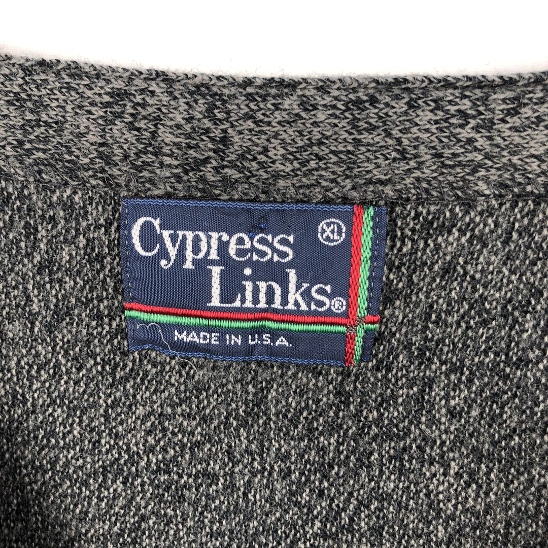 ~90'S Cypress Links Acrylic Knit Cardigan, Made in USA, Men's XL equivalent, Vintage acrylic gray type Vintage Second Hand