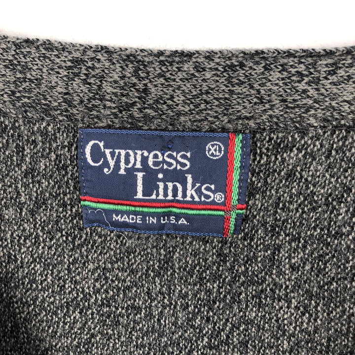 ~90'S Cypress Links Acrylic Knit Cardigan, Made in USA, Men's XL equivalent, Vintage acrylic gray type Vintage Second Hand