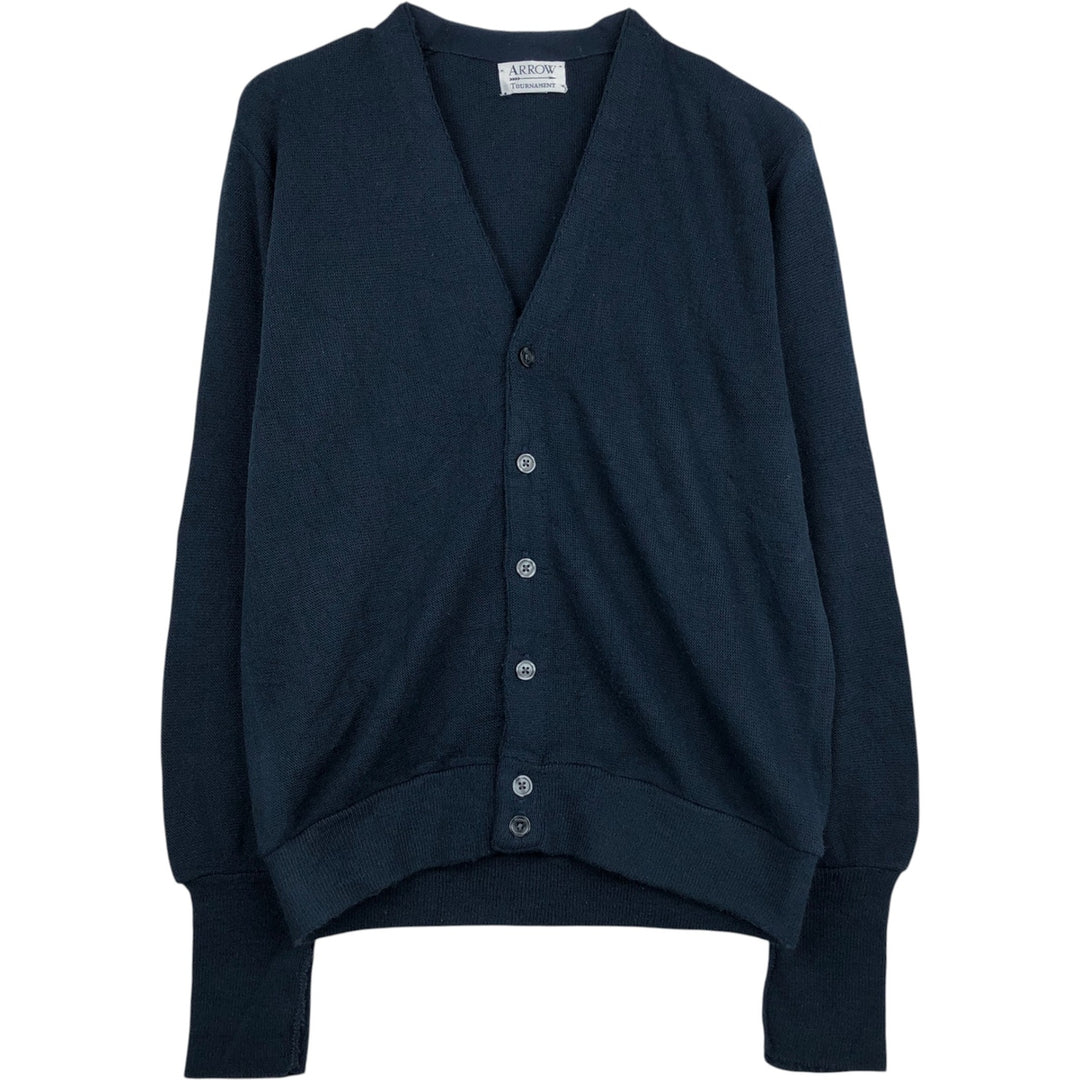 Arrow Tournament Acrylic Knit Cardigan, Made in USA, Men's Size M (approx.), Vintage acrylic navy blue type Vintage Second Hand