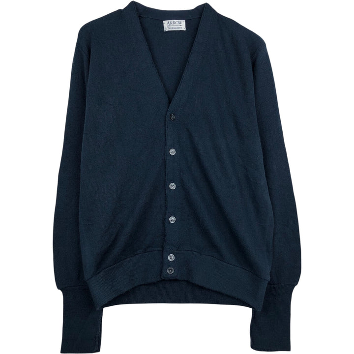 Arrow Tournament Acrylic Knit Cardigan, Made in USA, Men's Size M (approx.), Vintage acrylic navy blue type Vintage Second Hand