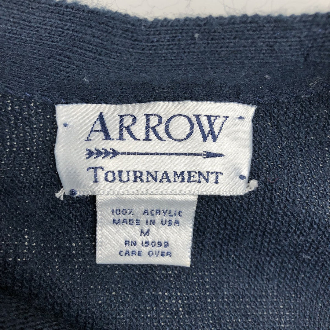 Arrow Tournament Acrylic Knit Cardigan, Made in USA, Men's Size M (approx.), Vintage acrylic navy blue type Vintage Second Hand