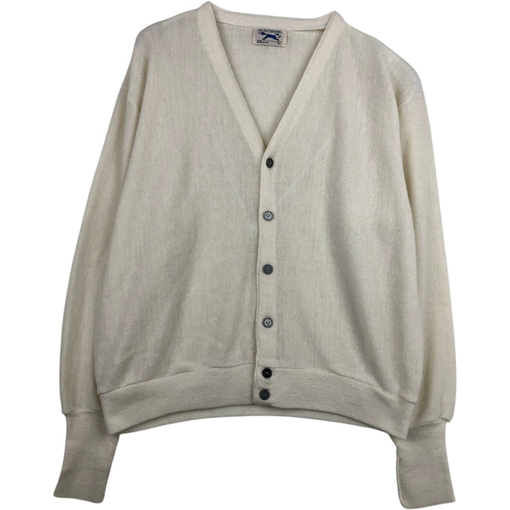 ~1980'S JCPenney The Fox Sweater Acrylic Knit Cardigan, Made in USA, Men's XL equivalent, Vintage Oron Acrylic white type Vintage Second Hand