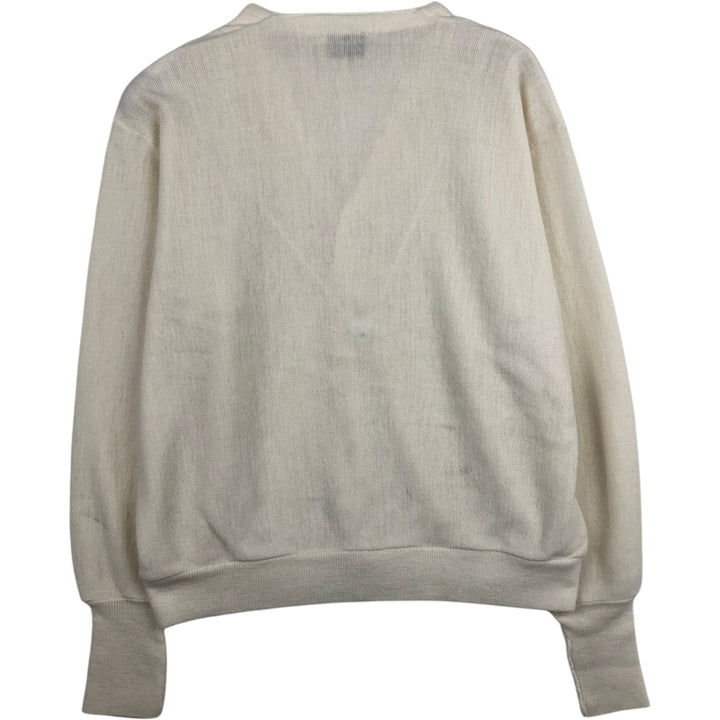 ~1980'S JCPenney The Fox Sweater Acrylic Knit Cardigan, Made in USA, Men's XL equivalent, Vintage Oron Acrylic white type Vintage Second Hand