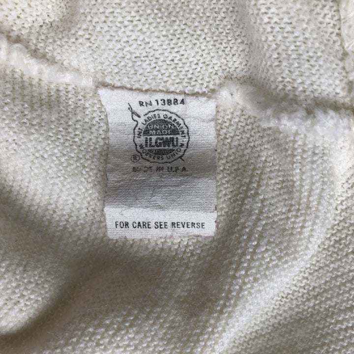 ~1980'S JCPenney The Fox Sweater Acrylic Knit Cardigan, Made in USA, Men's XL equivalent, Vintage Oron Acrylic white type Vintage Second Hand