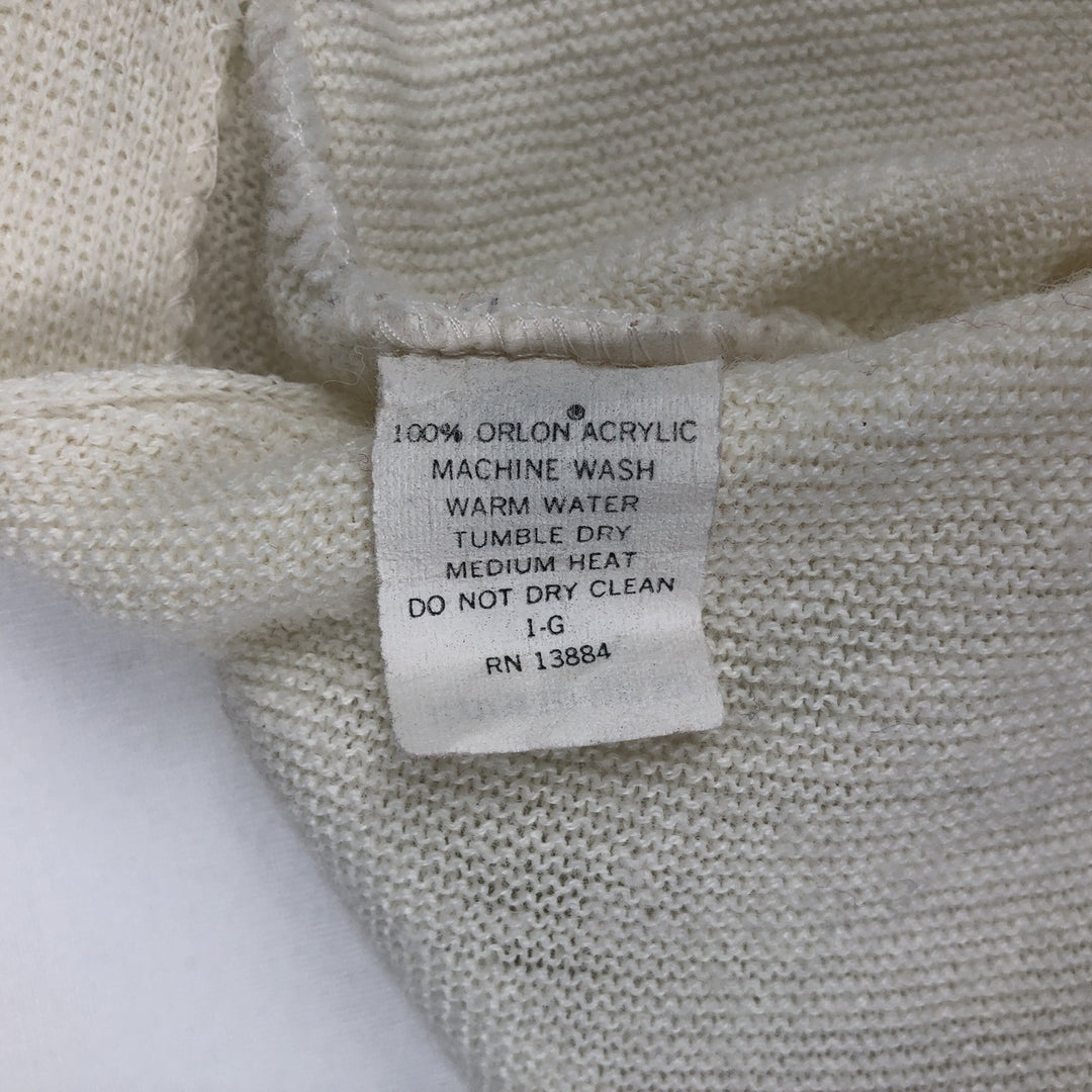 ~1980'S JCPenney The Fox Sweater Acrylic Knit Cardigan, Made in USA, Men's XL equivalent, Vintage Oron Acrylic white type Vintage Second Hand