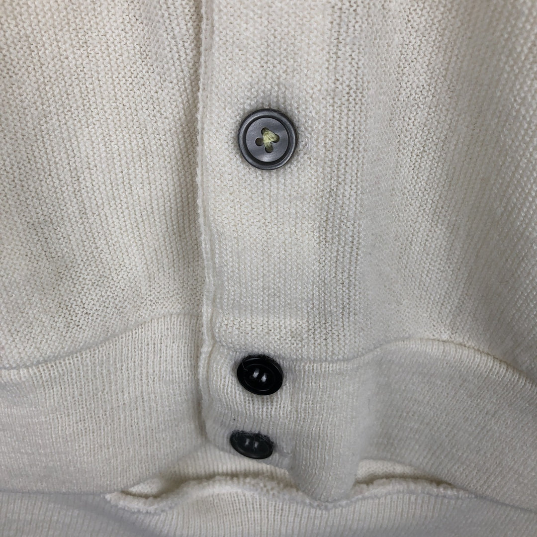 ~1980'S JCPenney The Fox Sweater Acrylic Knit Cardigan, Made in USA, Men's XL equivalent, Vintage Oron Acrylic white type Vintage Second Hand