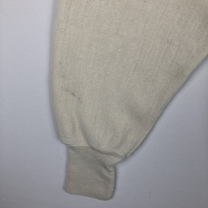 ~1980'S JCPenney The Fox Sweater Acrylic Knit Cardigan, Made in USA, Men's XL equivalent, Vintage Oron Acrylic white type Vintage Second Hand