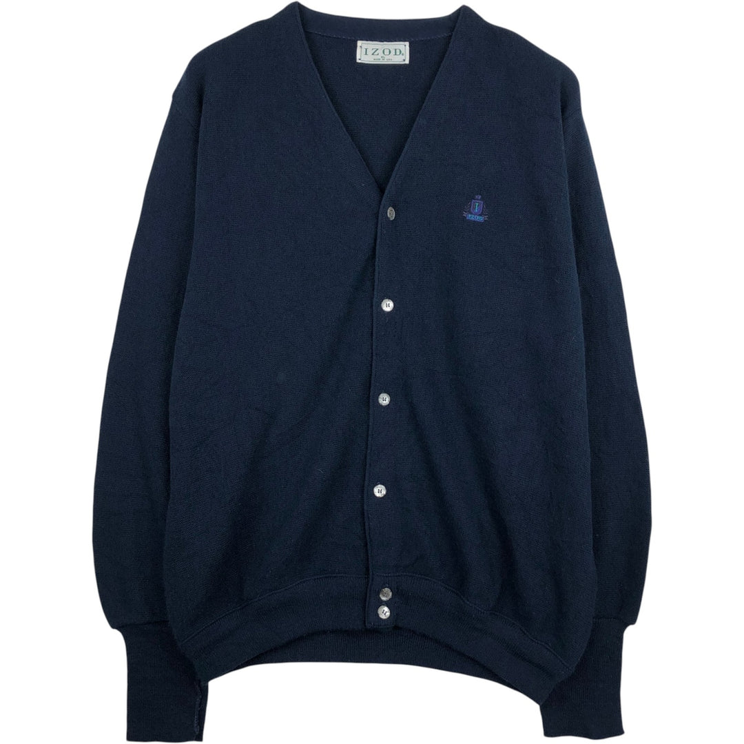 IZOD Acrylic Knit Cardigan, Made in USA, Men's XL acrylic navy blue type Vintage Second Hand