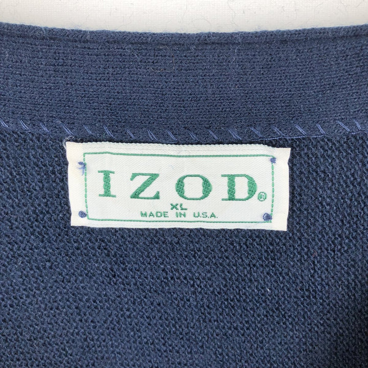 IZOD Acrylic Knit Cardigan, Made in USA, Men's XL acrylic navy blue type Vintage Second Hand