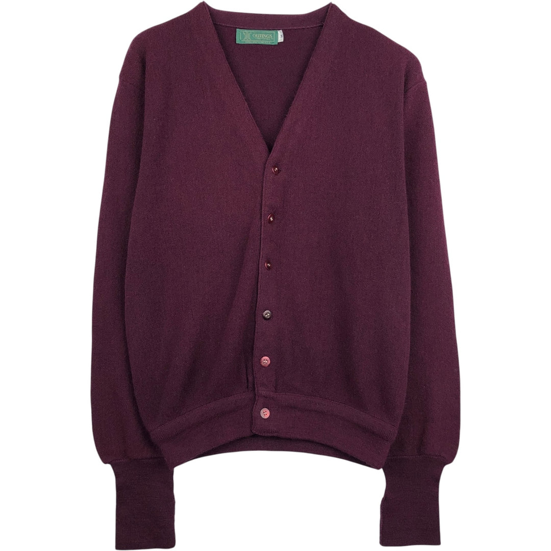 OUTINGS TRADITIONALS Acrylic Knit Cardigan, Made in USA, Men's Size M (approx.), Vintage Oron Acrylic Red type red-purple Vintage Second Hand