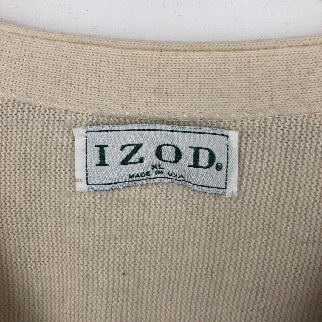 Vintage 90'S IZOD knit cardigan, made in the USA, men's size XL unclear ivory Vintage Second Hand