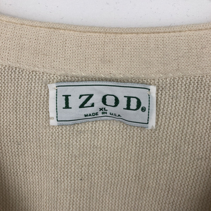 Vintage 90'S IZOD knit cardigan, made in the USA, men's size XL unclear ivory Vintage Second Hand