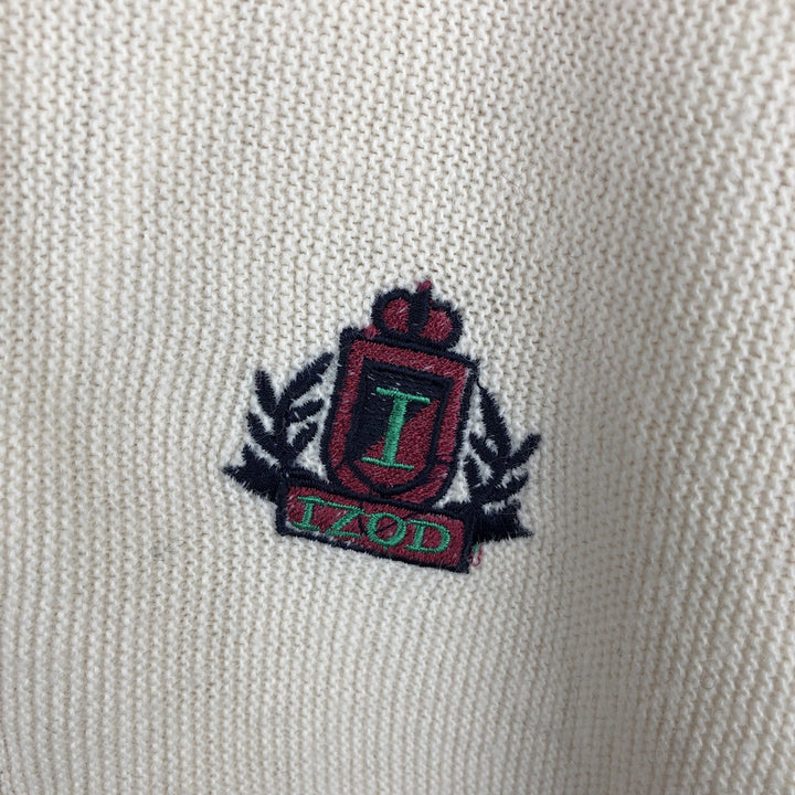 Vintage 90'S IZOD knit cardigan, made in the USA, men's size XL unclear ivory Vintage Second Hand