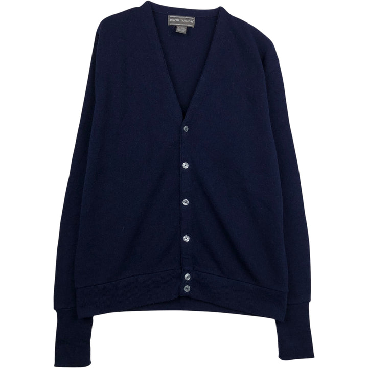 DAVID TAYLOR Acrylic Knit Cardigan, Made in USA, Men's Size XL (approx.) acrylic navy blue type Vintage Second Hand