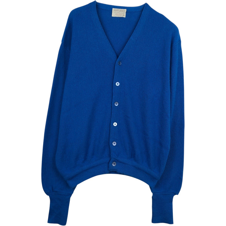Jefflinks Acrylic Knit Cardigan, Made in USA, Men's Size XL (approx.) Oron Acrylic blue type Vintage Second Hand