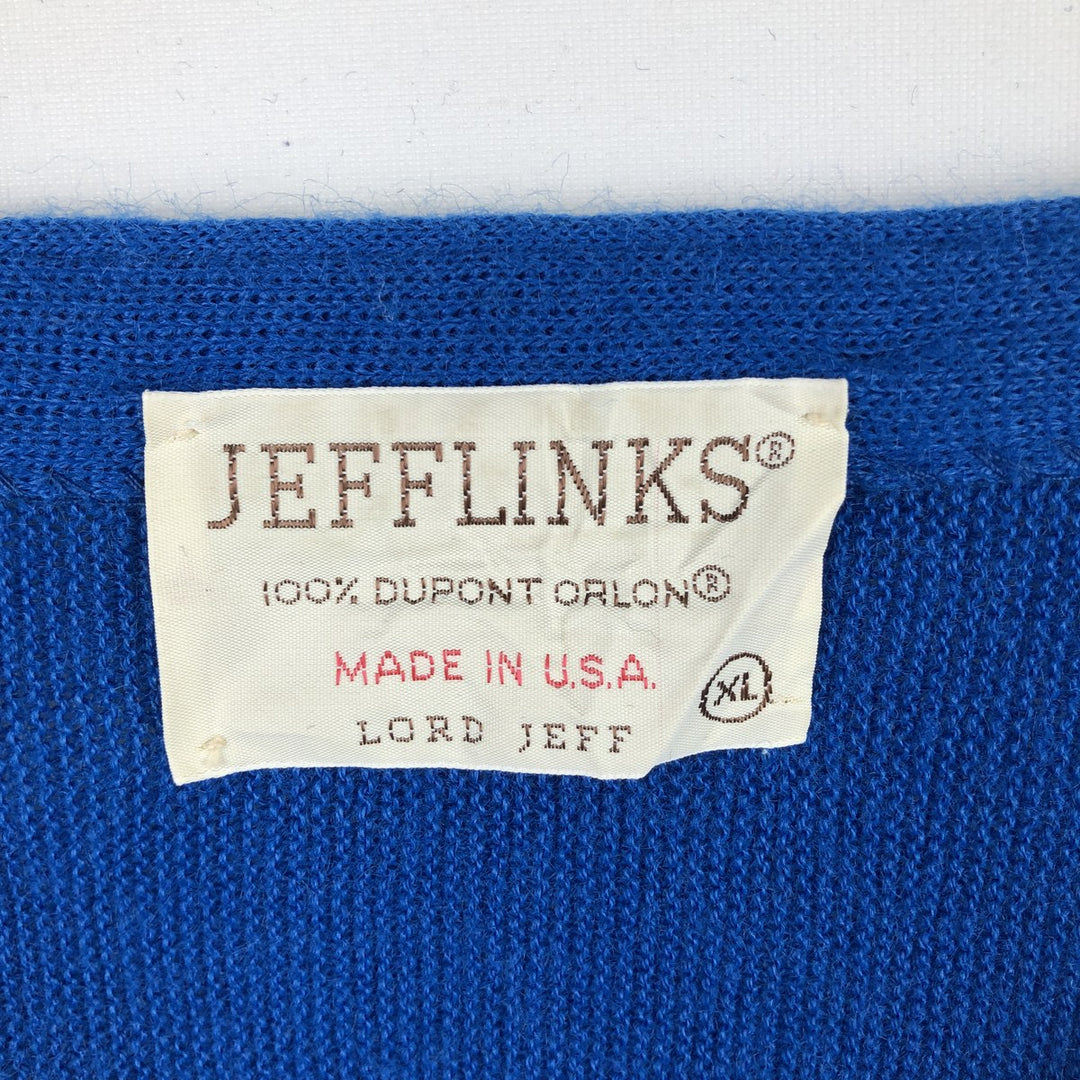 Jefflinks Acrylic Knit Cardigan, Made in USA, Men's Size XL (approx.) Oron Acrylic blue type Vintage Second Hand