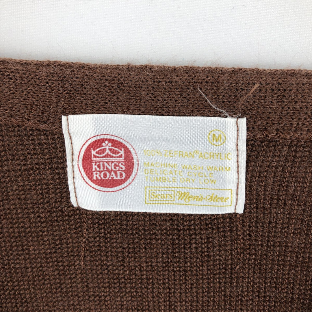 1970'S Sears Kings Road Acrylic Knit Cardigan, Men's Size M (approx.), Vintage acrylic brown type Vintage Second Hand