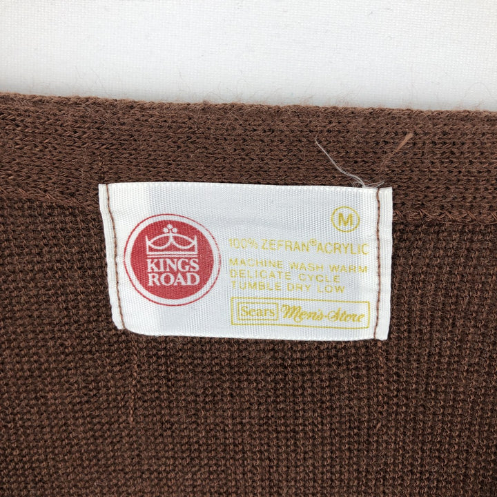 1970'S Sears Kings Road Acrylic Knit Cardigan, Men's Size M (approx.), Vintage acrylic brown type Vintage Second Hand