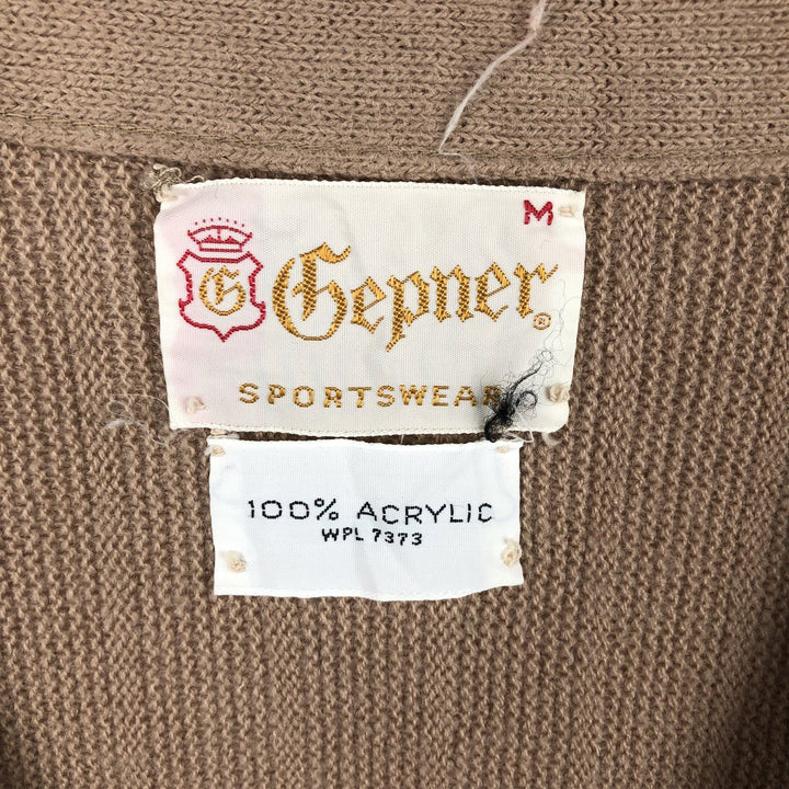Gepner Acrylic Knit Cardigan, Men's Size M (approx.), Vintage acrylic Beige type Vintage Second Hand