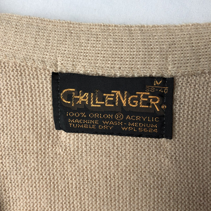 70s-80'S CHALLENGER Acrylic Knit Cardigan, Men's Size M (approx.), Vintage Oron Acrylic Beige type Vintage Second Hand