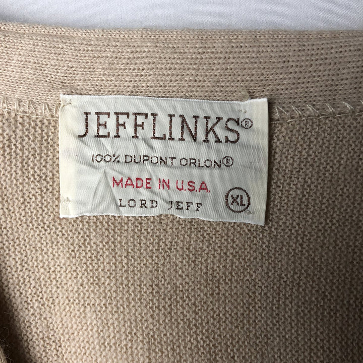 1970'S JEFFLINKS Acrylic Knit Cardigan, Made in USA, Men's Size XL (Equivalent), Vintage Oron Acrylic Beige type Vintage Second Hand