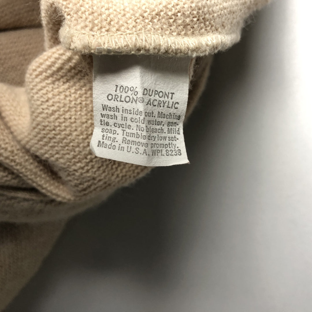 1970'S JEFFLINKS Acrylic Knit Cardigan, Made in USA, Men's Size XL (Equivalent), Vintage Oron Acrylic Beige type Vintage Second Hand