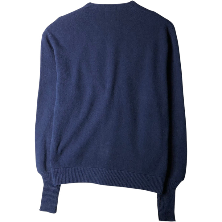 1970'S ROYAL KNIGHT Acrylic Knit Cardigan, Made in USA, Men's Size L (Equivalent), Vintage Oron Acrylic navy blue type Vintage Second Hand
