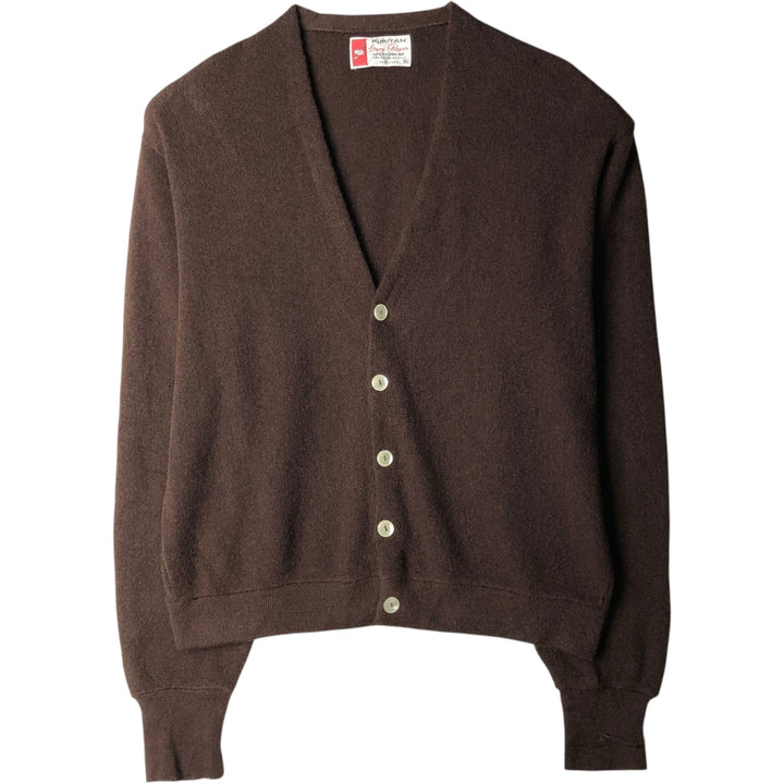1960'S Puritan Acrylic Knit Cardigan, Made in USA, Men's Size XL (Equivalent), Vintage Oron Acrylic brown type Vintage Second Hand