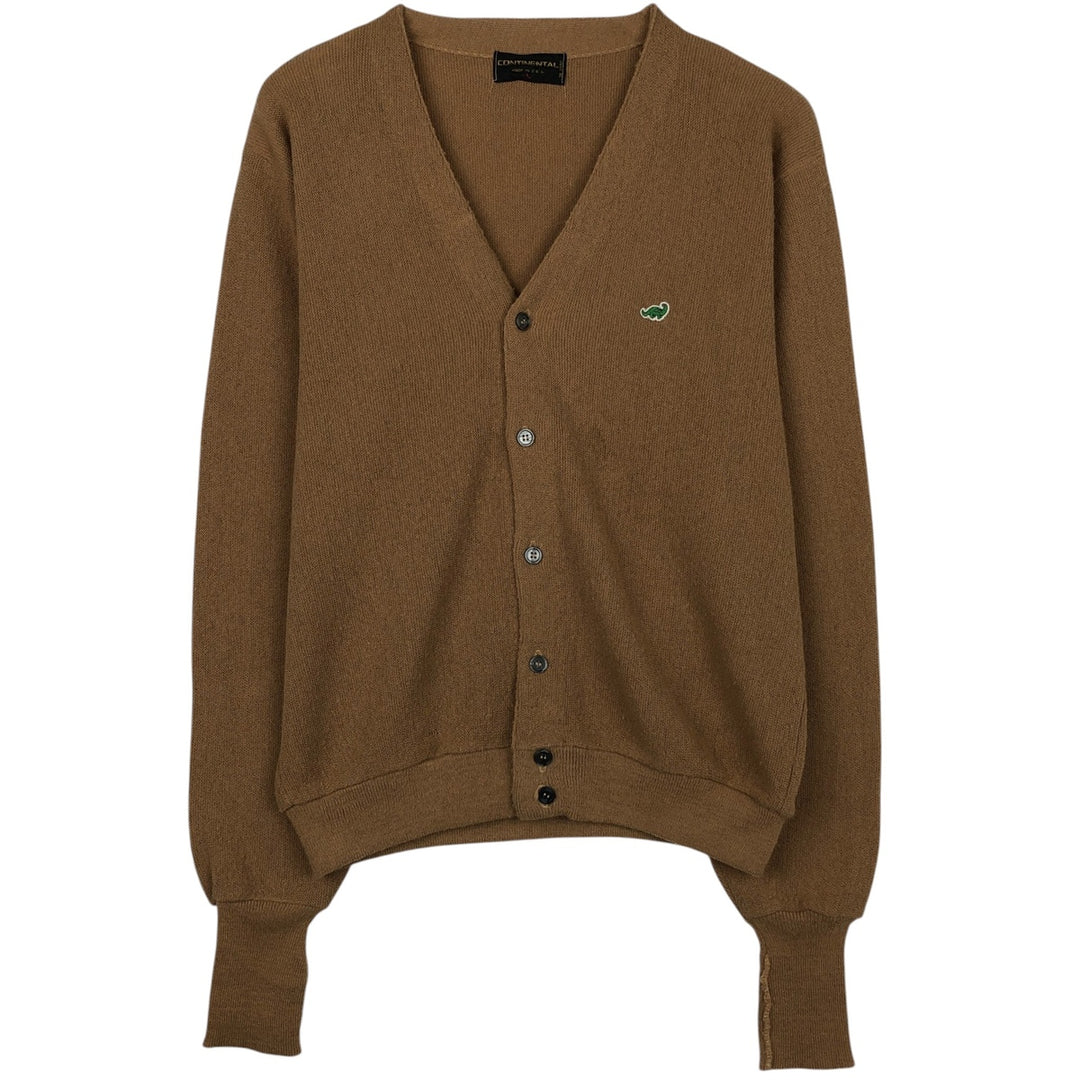 CONTINENTAL Acrylic Knit Cardigan, Made in USA, Men's Size L (approx.) Oron Acrylic Beige type Vintage Second Hand