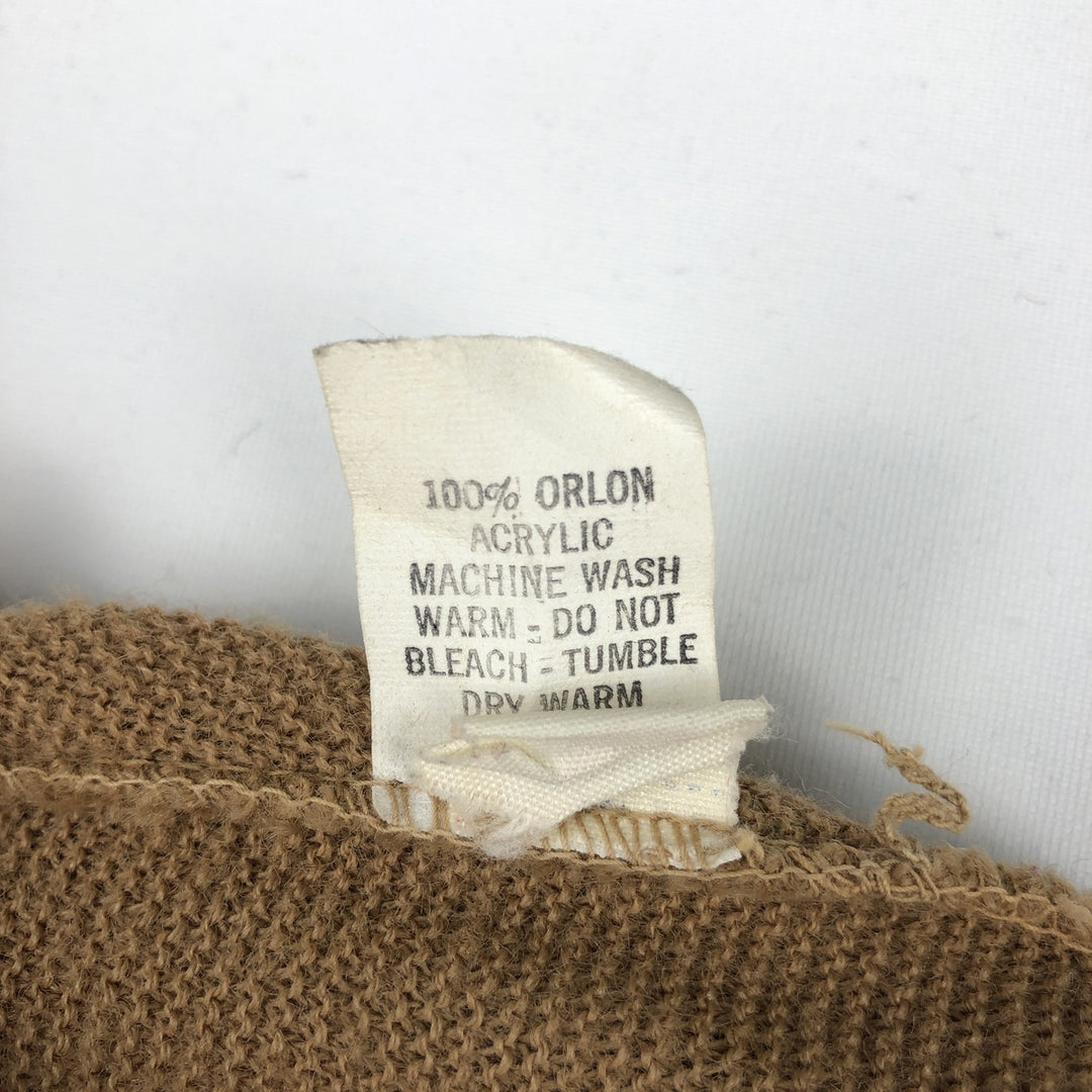 CONTINENTAL Acrylic Knit Cardigan, Made in USA, Men's Size L (approx.) Oron Acrylic Beige type Vintage Second Hand
