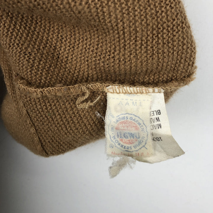 CONTINENTAL Acrylic Knit Cardigan, Made in USA, Men's Size L (approx.) Oron Acrylic Beige type Vintage Second Hand