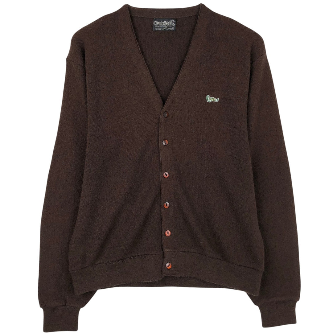 80'S CHALLENGER Acrylic Knit Cardigan, Men's Size L (approx.), Vintage Oron Acrylic brown type Vintage Second Hand