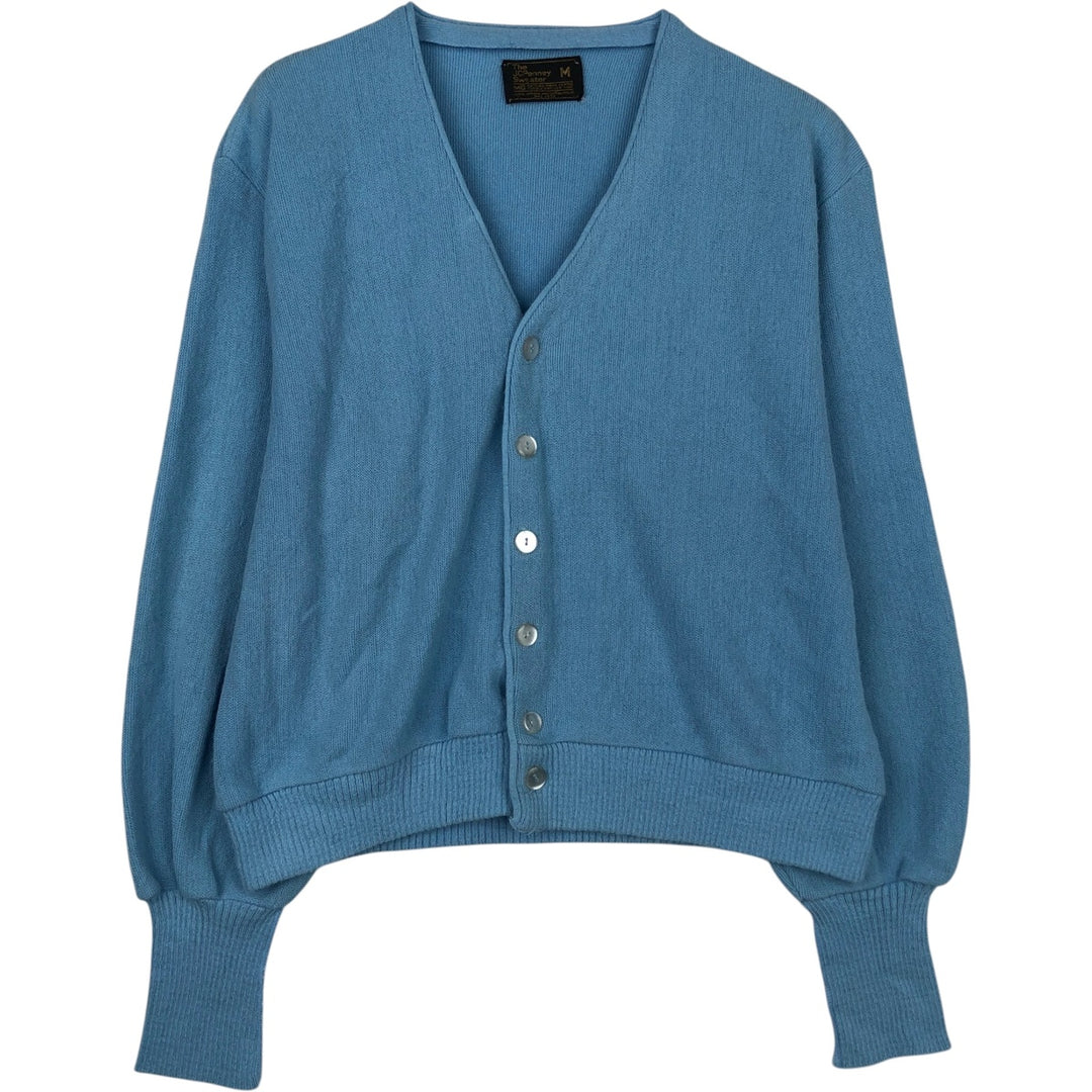1970'S JCPenney Acrylic Knit Cardigan, Men's Size M (approx.), Vintage Oron Acrylic Blue type light blue Vintage Second Hand