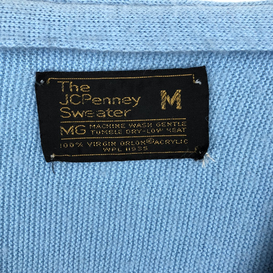 1970'S JCPenney Acrylic Knit Cardigan, Men's Size M (approx.), Vintage Oron Acrylic Blue type light blue Vintage Second Hand