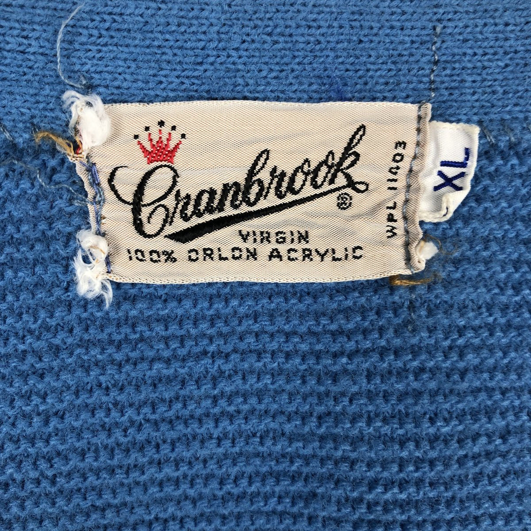 1970'S Cranbrook Acrylic Knit Cardigan, Men's Size XL (Equivalent), Vintage Oron Acrylic Blue type light blue Vintage Second Hand