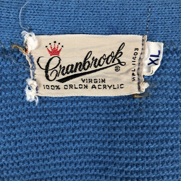 1970'S Cranbrook Acrylic Knit Cardigan, Men's Size XL (Equivalent), Vintage Oron Acrylic Blue type light blue Vintage Second Hand
