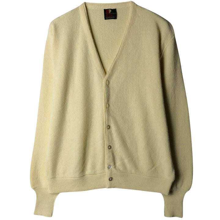 1970'S Arnold Palmer Acrylic Knit Cardigan, Made in USA, Men's Size L (approx.), Vintage Oron Acrylic unbleached Vintage Second Hand