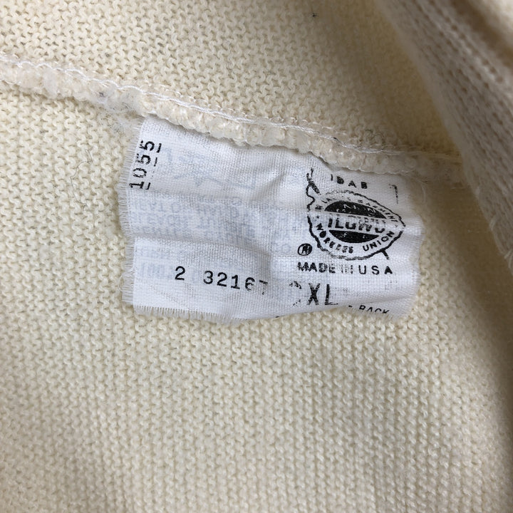 1970'S Arnold Palmer Acrylic Knit Cardigan, Made in USA, Men's Size L (approx.), Vintage Oron Acrylic unbleached Vintage Second Hand