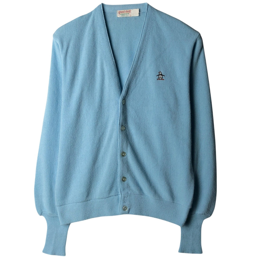 70s-80'S Grand Slam knit cardigan, made in USA, men's size M equivalent, vintage. unclear Blue type light blue Vintage Second Hand