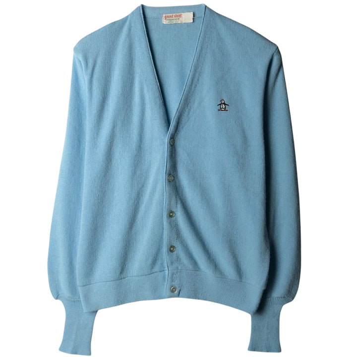 70s-80'S Grand Slam knit cardigan, made in USA, men's size M equivalent, vintage. unclear Blue type light blue Vintage Second Hand
