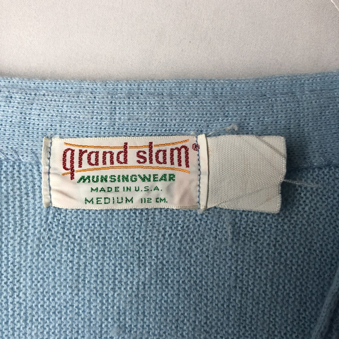 70s-80'S Grand Slam knit cardigan, made in USA, men's size M equivalent, vintage. unclear Blue type light blue Vintage Second Hand