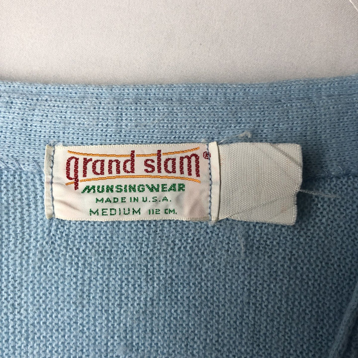 70s-80'S Grand Slam knit cardigan, made in USA, men's size M equivalent, vintage. unclear Blue type light blue Vintage Second Hand