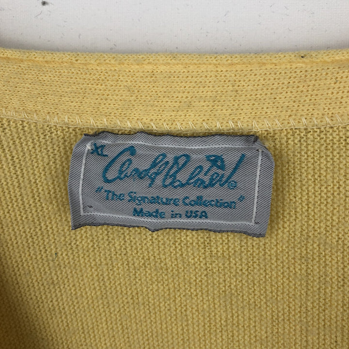 Arnold Palmer Acrylic Knit Cardigan, Made in USA, Men's Size XL Oron Acrylic yellow type Vintage Second Hand