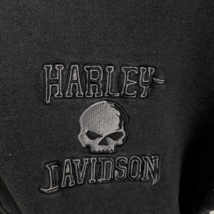 Harley-Davidson Skull Pattern Full-Zip Hoodie, Men's Size L cotton black type Vintage Second Hand